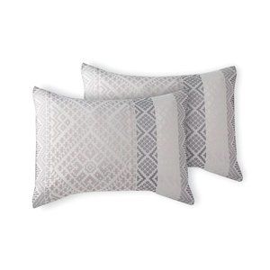 0226E Mainstays Global Diamond Jacquard Pillow Shams, Set of 2, Grey, King